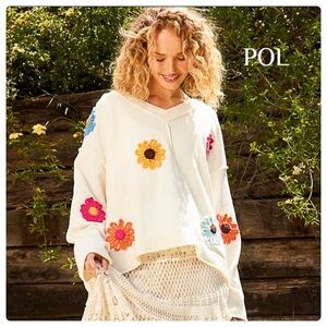210 LAST ONE❤️POL Chenille floral patch sweater